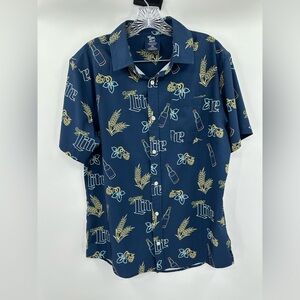 Miller Lite Neon Bottles Hawaiian Shirt Blue Valor‎ Collective Men’s Medium